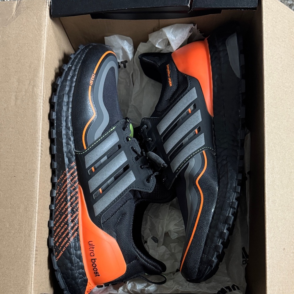 Adidas Ultraboost Black with Orange Accents Men's Athletic Shoes